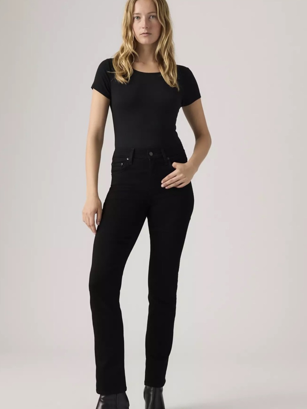 Levi’s 724 High Raise Straight Slim Leg Midnight Gaze Black 28 W 30 L jeans